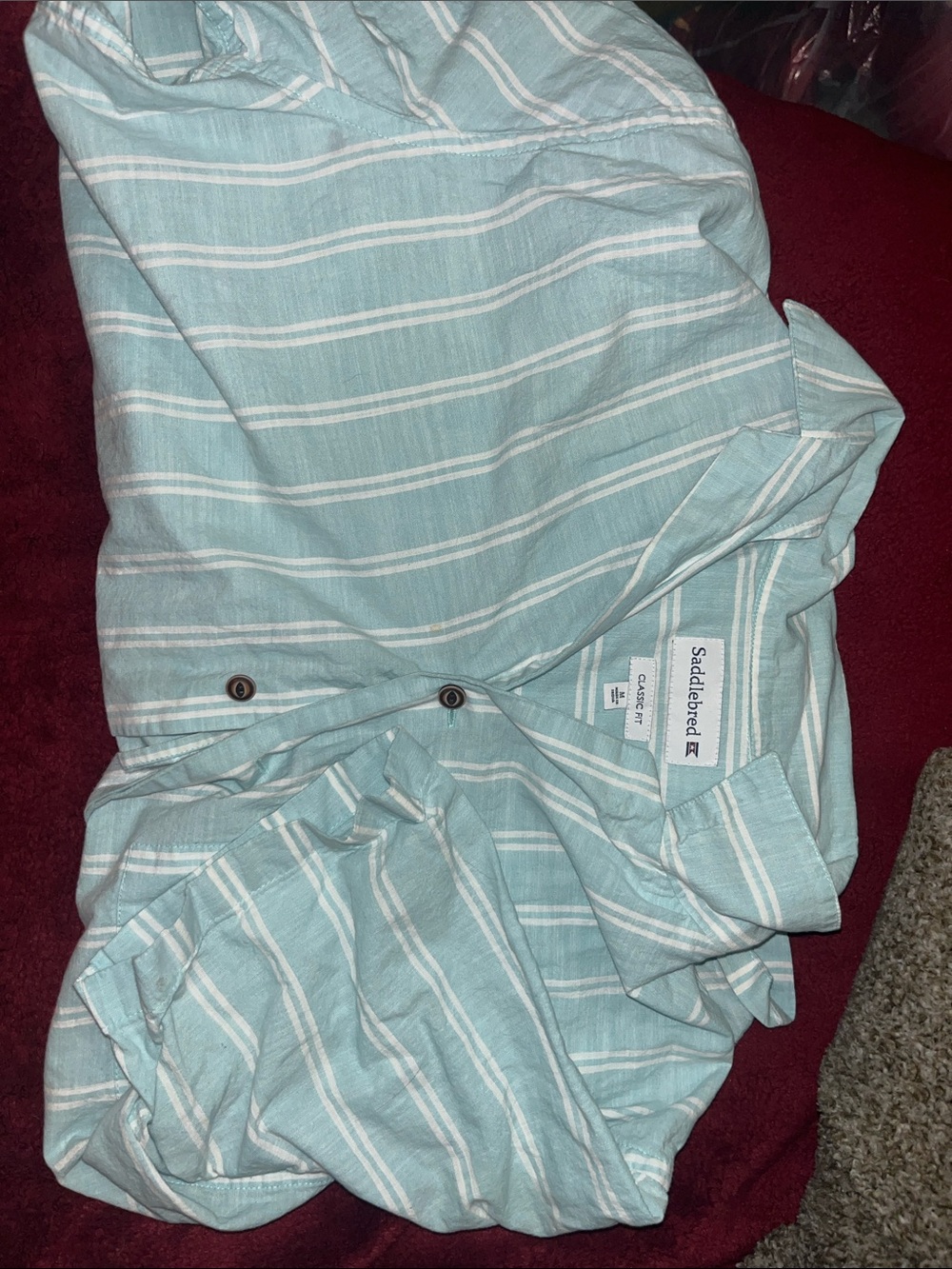 Saddlehead Light Aqua Striped Button-Up Shirt